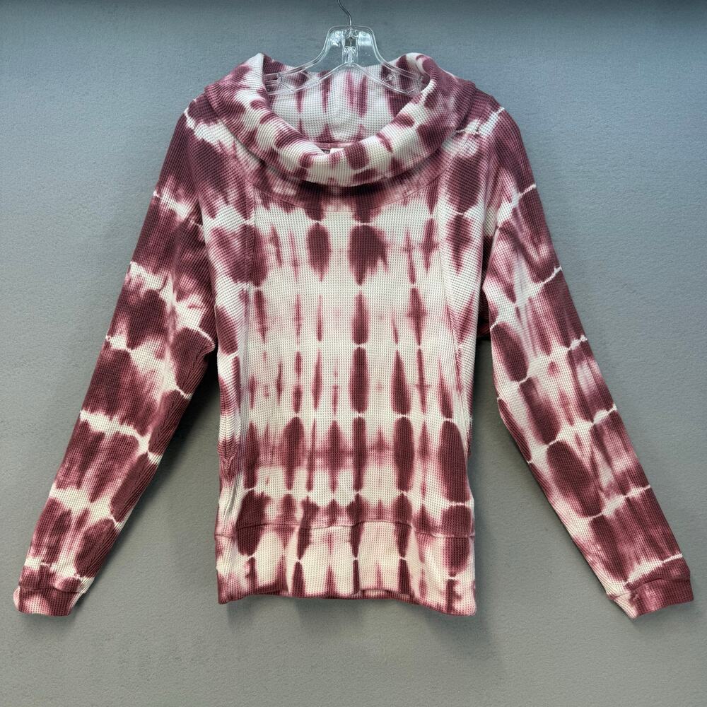 Pilcro by Anthropologie Waffle Weave Top Women's XS White Cranberry Tiedye EUC